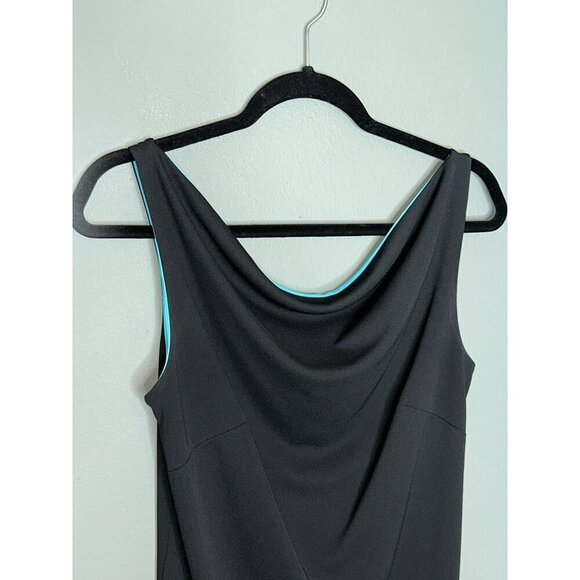 VTG Express Y2K 90s Retro Cowl Neck Ruffle Hem Sleeveless Mini Dress LDB - Picture 3 of 7